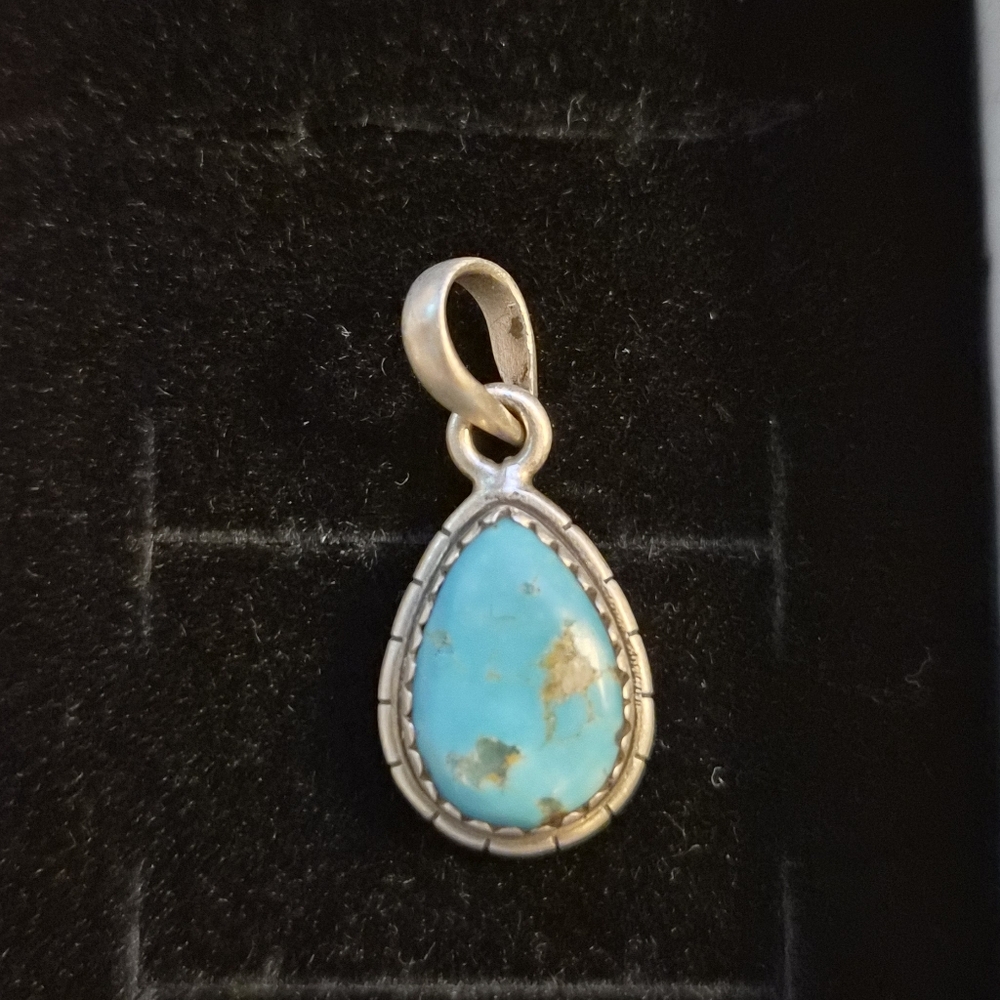 Sterling Silver Whiterwater Turquoise Teardrop Pendant